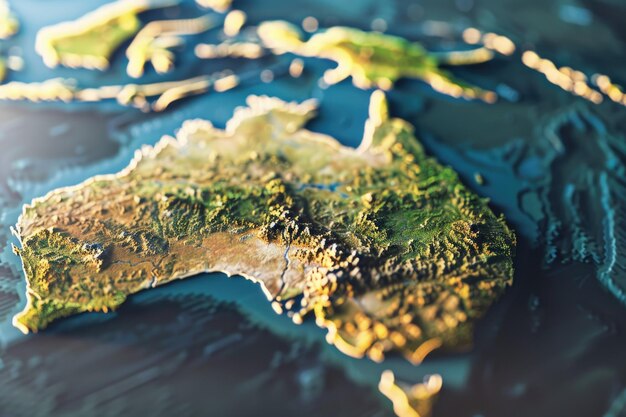 Photo australias prominence on world map emphasized