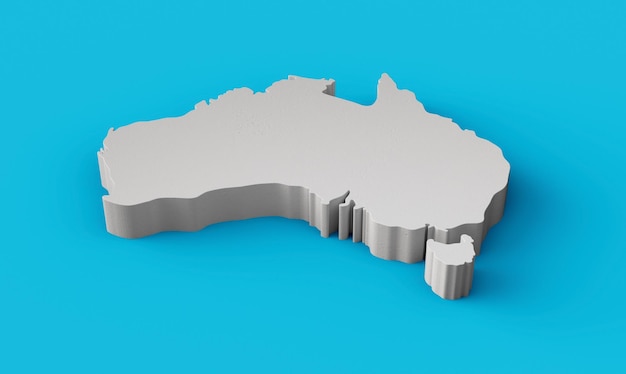 Australië 3D-kaart Geografie Cartografie en topologie Zeeblauw oppervlak 3D-afbeelding