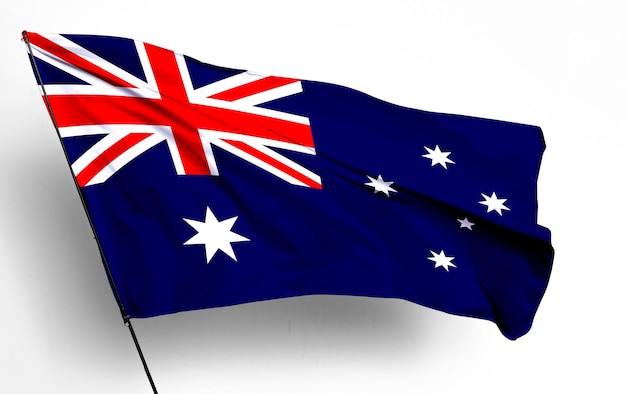 Australië 3D wapperende vlag en witte achtergrond afbeelding