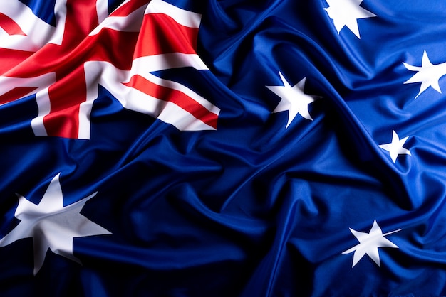 Australië dag concept. Australische vlag tegen een schoolbordachtergrond