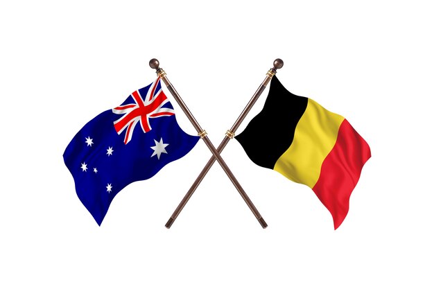 Australië versus België vlaggen achtergrond