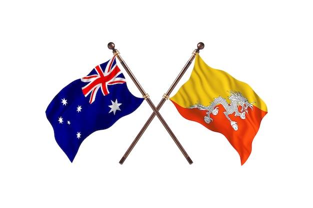 Australië versus Bhutan-vlaggenachtergrond