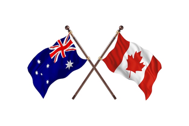 Australië versus Canada vlaggen achtergrond