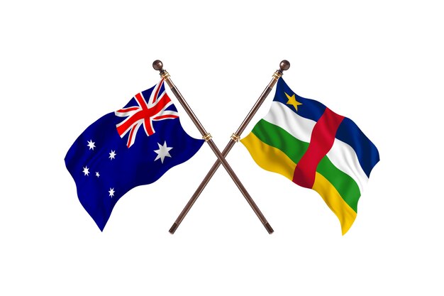 Australië versus Centraal-Afrikaanse Republiek vlaggen achtergrond