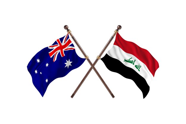 Australië versus Irak vlaggen achtergrond