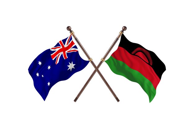 Australië versus Malawi Vlaggen Achtergrond