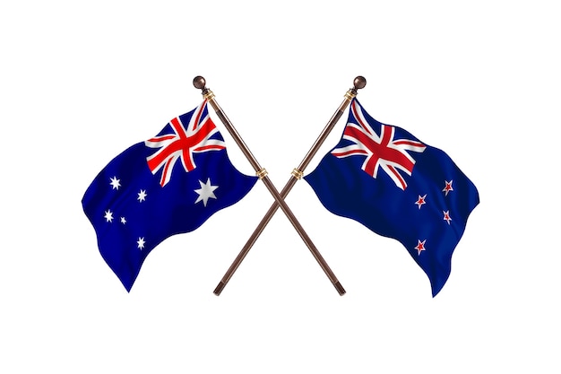 Australië versus Nieuw-Zeeland vlaggen achtergrond