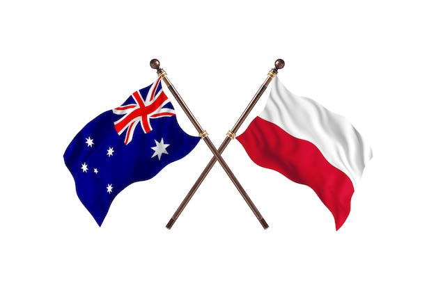 Australië versus Polen vlaggen achtergrond