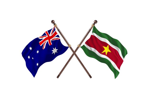 Australië versus Suriname Vlaggen Achtergrond