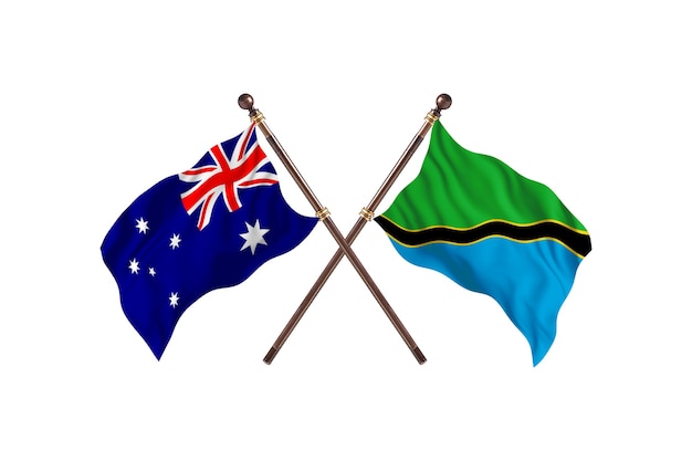 Australië versus Tanzania vlaggen achtergrond