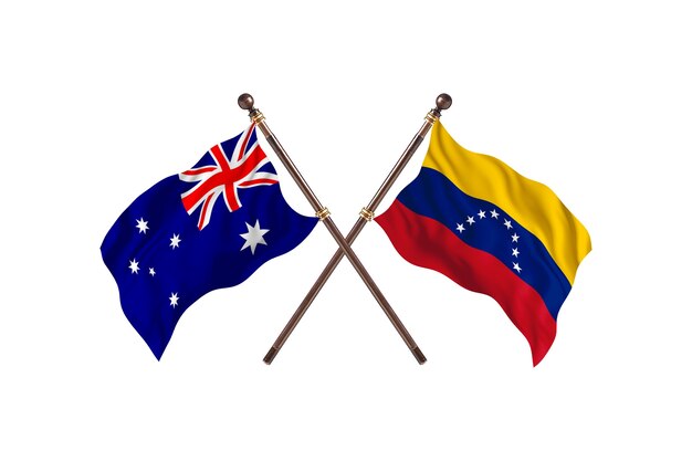 Australië versus Venezuela vlaggen achtergrond