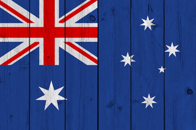 Australië vlag geschilderd op oude houten plank