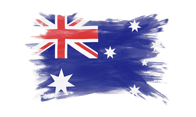 Australië vlag penseelstreek, nationale vlag op witte achtergrond