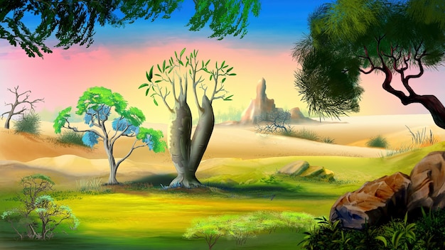 Australische flessenboom illustratie