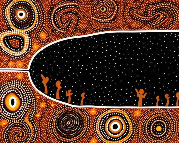 Foto australische inheemse schilderij met cirkels en stippen