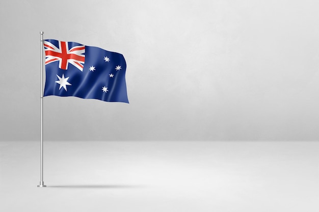 Australische vlag geïsoleerd op witte betonnen muur achtergrond