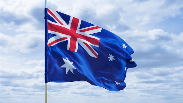 Australische vlag in de lucht. 3D-weergave.