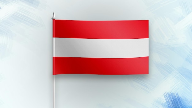 austria 3D render flag on a blue texture background