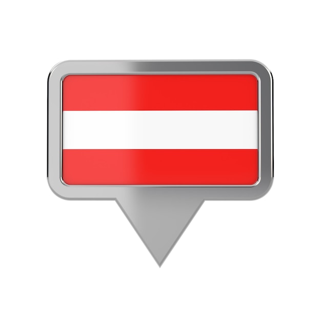 Icona dell'indicatore di posizione della bandiera dell'austria rendering 3d
