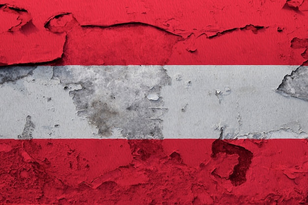 Austria flag painted on grunge cracked wall