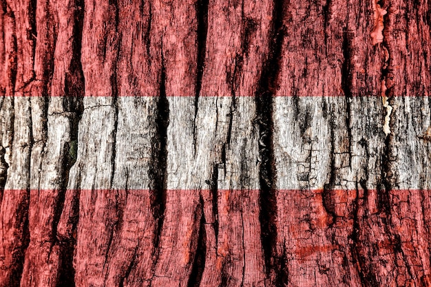 Austria flag painted on old decrepit wooden surface