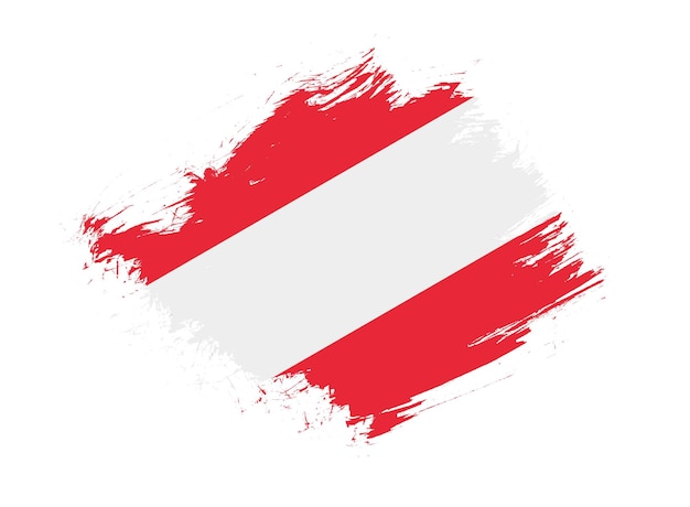 Austria flag with abstract paint brush texture effect on white background