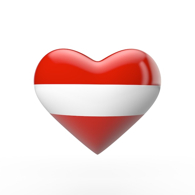 Austria heart flag 3D rendering