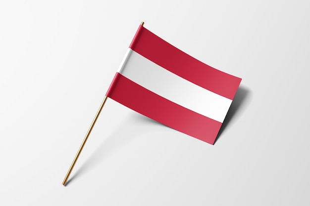 Austria small paper flag on white background