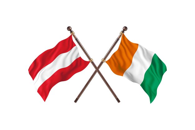 Austria versus Cote dIvoire Two Countries Flags Background