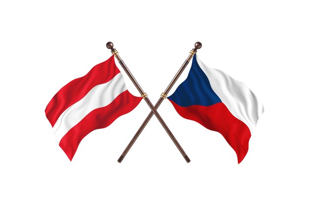 オーストリア対チェコ共和国2カ国旗の背景