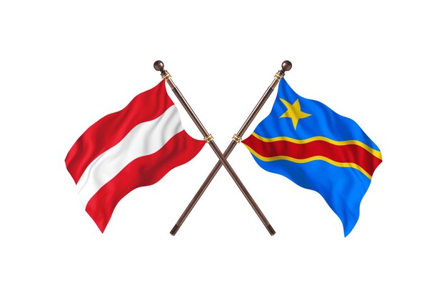 Austria versus Democratic Republic Congo Two Countries Flags Background