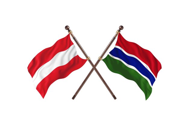 Austria versus The Gambia Two Countries Flags Background