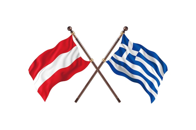 Austria versus Greece Two Countries Flags Background