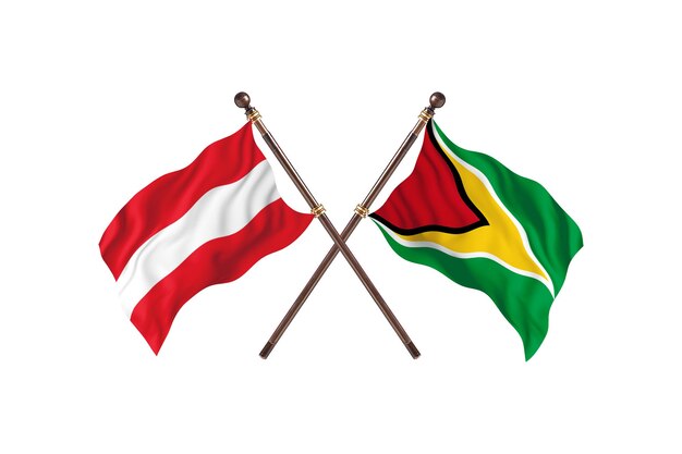 Austria versus Guyana Two Countries Flags Background