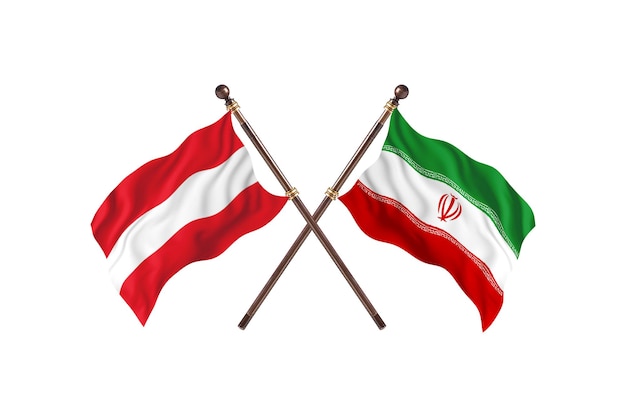 Austria versus Iran Two Countries Flags Background