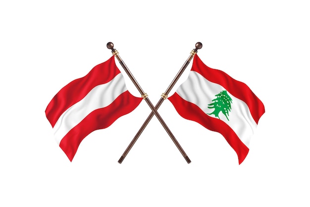 Austria versus Lebanon Two Countries Flags Background