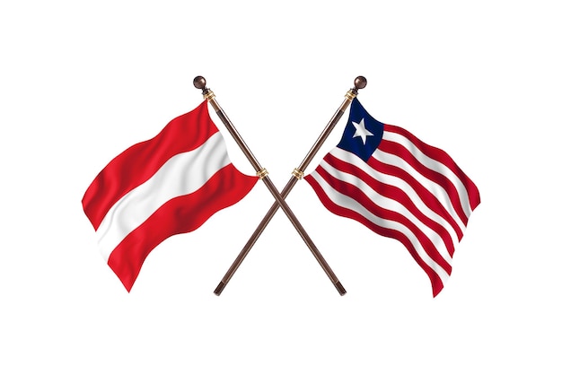 Austria versus Liberia Two Countries Flags Background