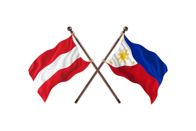 Austria versus Philippines Two Countries Flags Background