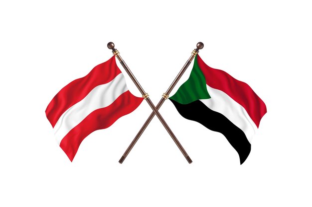 Austria versus Sudan Two Countries Flags Background