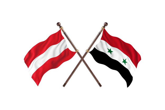 Austria versus Syria Two Countries Flags Background