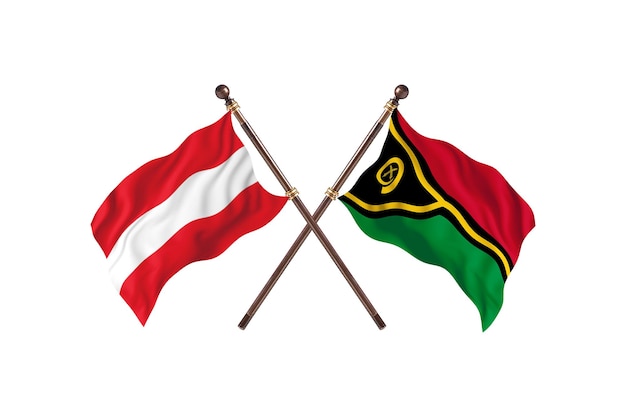 Austria versus Vanuatu Two Countries Flags Background
