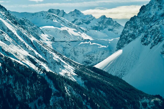 Austrian alps formation in the mountain during winter