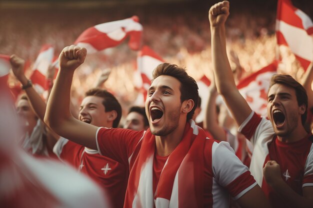 Photo austrian fans cheering on their team from the stands