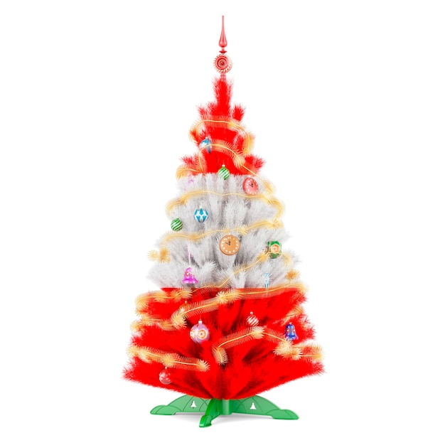 Austrian flag painted on the Christmas tree 3D rendering