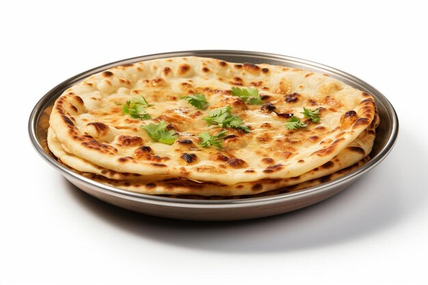 Authentic Aloo Dhaniya Paratha On white background The popular street food Aloo Paratha picture