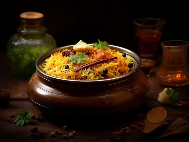 Authentic Biryani Bliss Glistening Spices amp Tender Meats in Traditional Handi