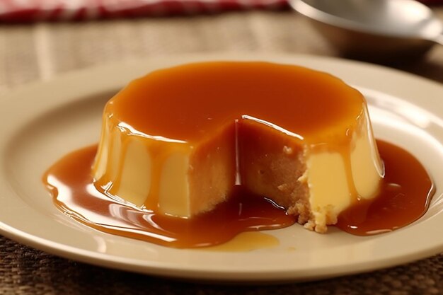 Authentic caramel flan dessert with a rich caramel flavor