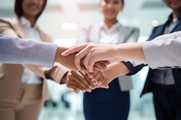 Authentic Diversity and Teamwork Group of People Stacking Hands