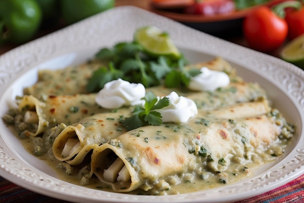 Authentic enchiladas verdes