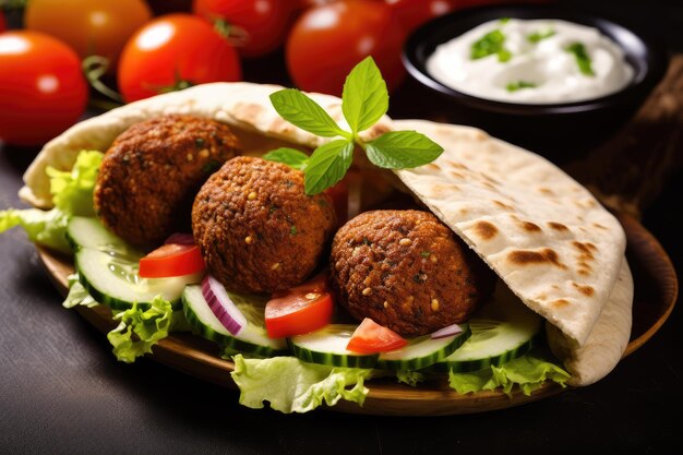 Foto palle di falafel fresche autentiche